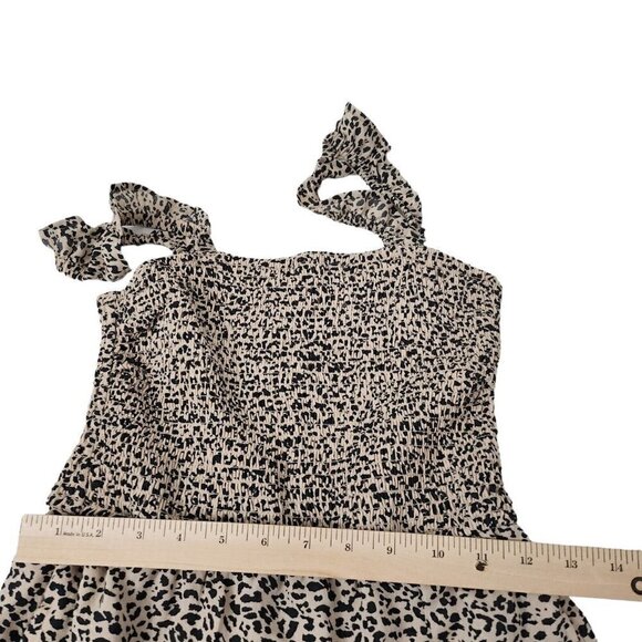 Abercrombie & Fitch Midi Dress Small Smocked‎ Leopard Print Ruffled Slit Boho - Picture 10 of 11